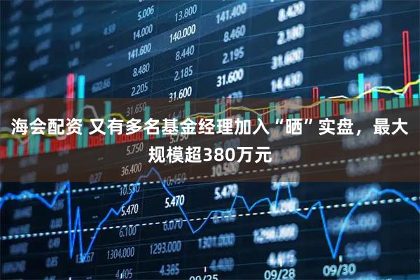 海会配资 又有多名基金经理加入“晒”实盘，最大规模超380万元